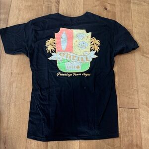 O'Neill Black Tee with Light Blue and Gold Shield Graphic